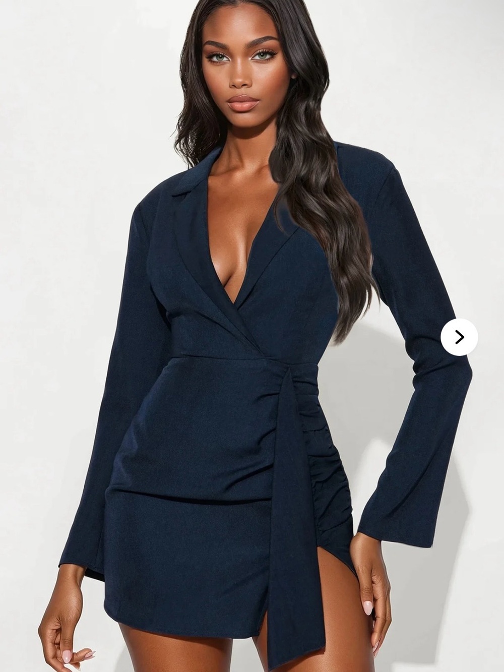 Fashion Nova Navy Wrap Blazer Mini Dress